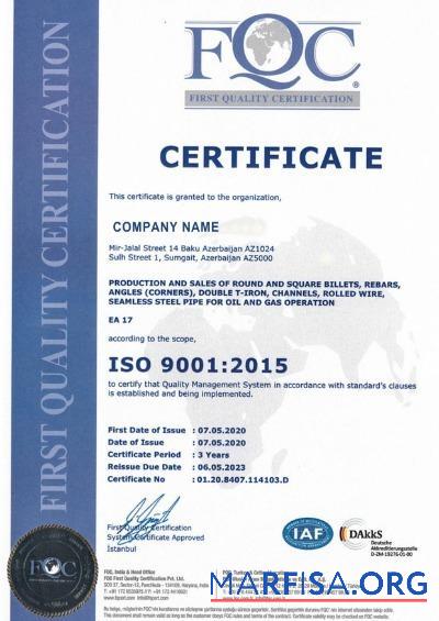 Realistic Azerbaijan Certificate of Registration sample